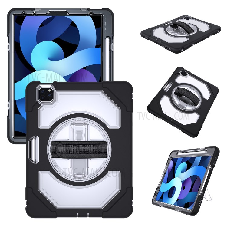 Thicken Kickstand for iPad Pro 11-inch (2020)/(2018) Clear PC Silicone Hybrid Case with Adjustable Strap-4