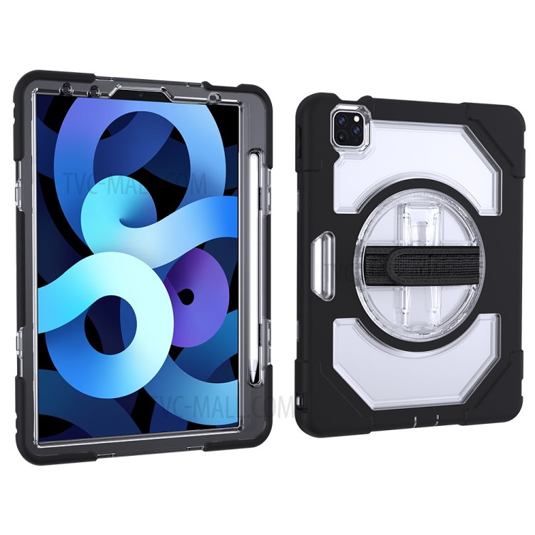 Thicken Kickstand for iPad Pro 11-inch (2020)/(2018) Clear PC Silicone Hybrid Case with Adjustable Strap-5