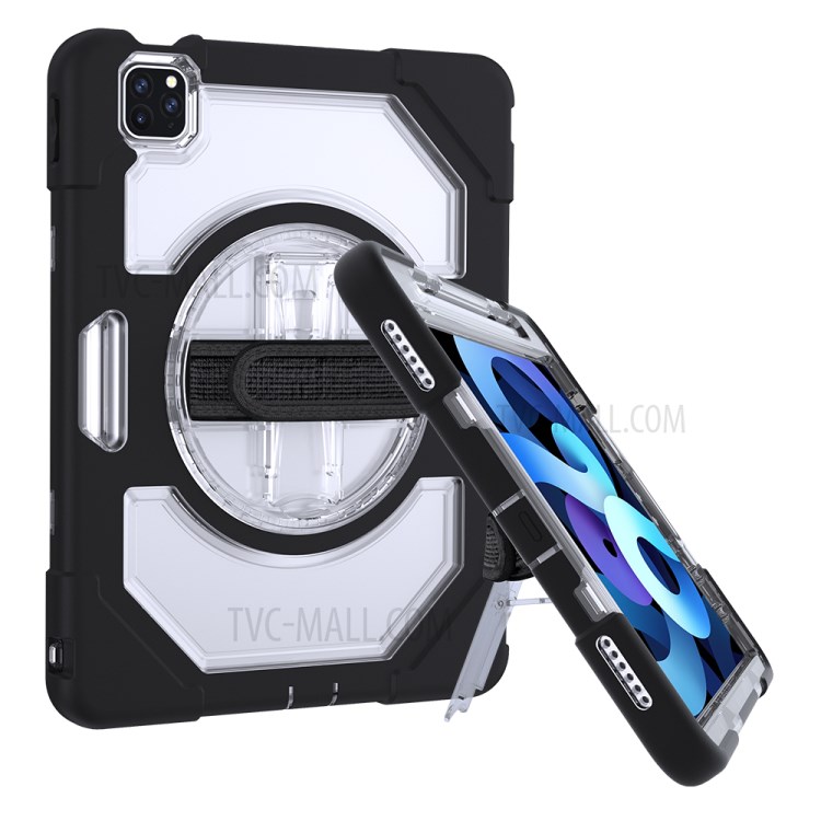 Thicken Kickstand for iPad Pro 11-inch (2020)/(2018) Clear PC Silicone Hybrid Case with Adjustable Strap-7