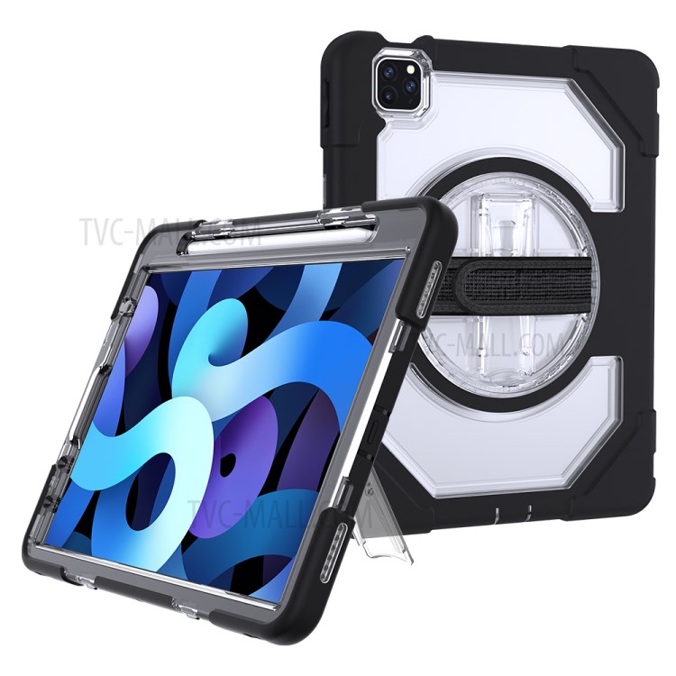 Thicken Kickstand for iPad Pro 11-inch (2020)/(2018) Clear PC Silicone Hybrid Case with Adjustable Strap-8
