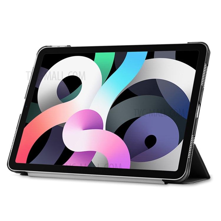 Clear Back Plastic Tri-fold PU Leather Tablet Case for iPad Air (2020) - Black-3