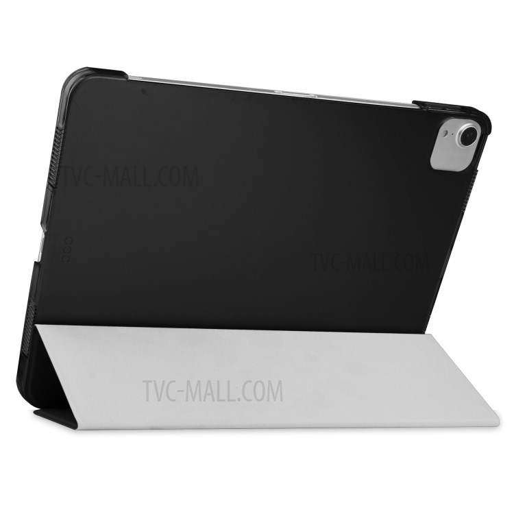 Clear Back Plastic Tri-fold PU Leather Tablet Case for iPad Air (2020) - Black-4