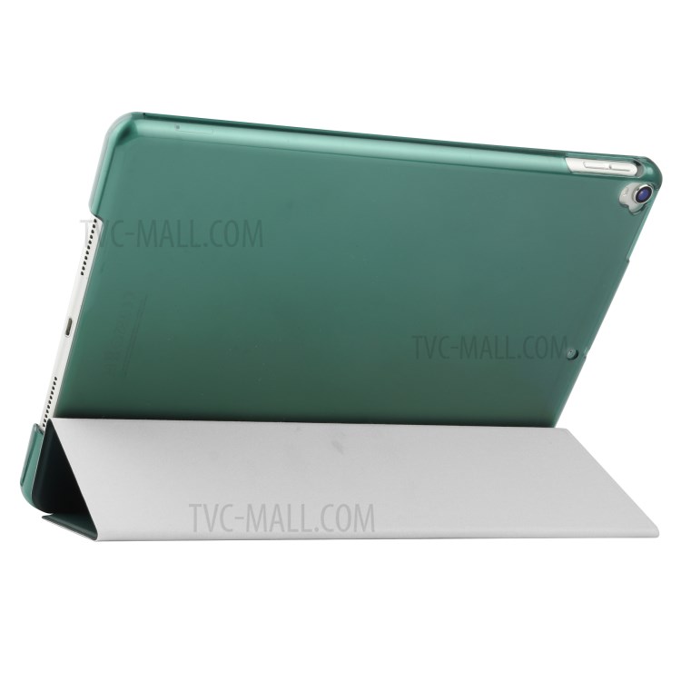 Clear Back Plastic Tri-fold PU Leather Tablet Cover for iPad 10.2 (2020)/(2019) - Dark Green-4
