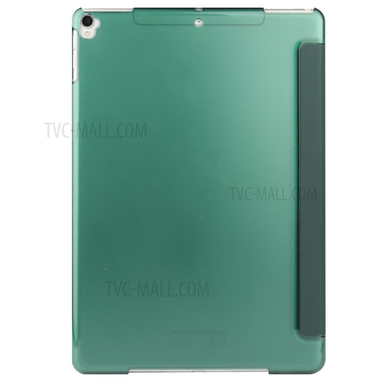 Clear Back Plastic Tri-fold PU Leather Tablet Cover for iPad 10.2 (2020)/(2019) - Dark Green-6