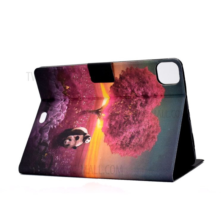 TPU + PU Leather Pattern Printing Card Holder Stand Tablet Case for iPad Pro 11-inch (2020)/(2018)/iPad Air (2020) - Pandas and Tree-6