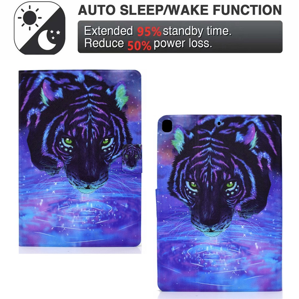TPU + PU Leather Pattern Printing Stand Card Holder Tablet Case for iPad 10.2 (2020)/(2019) - Tiger-2