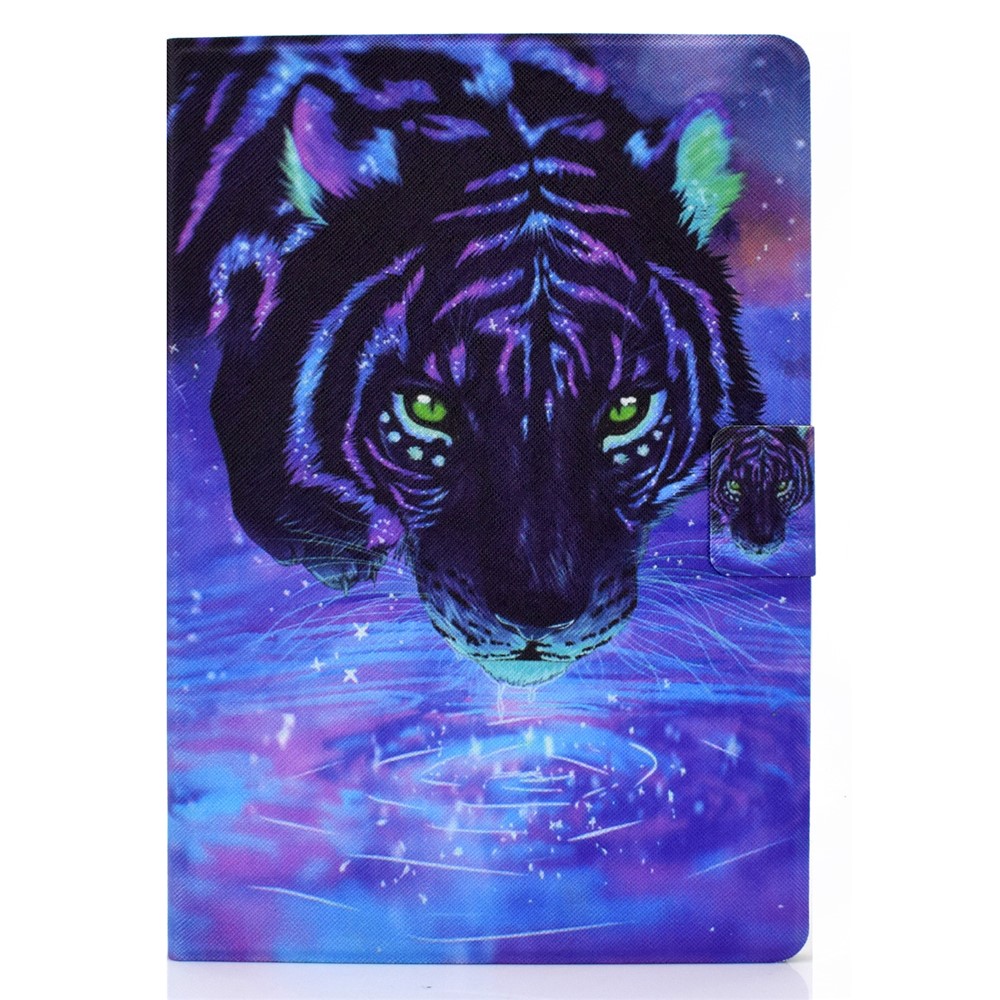 TPU + PU Leather Pattern Printing Stand Card Holder Tablet Case for iPad 10.2 (2020)/(2019) - Tiger-4