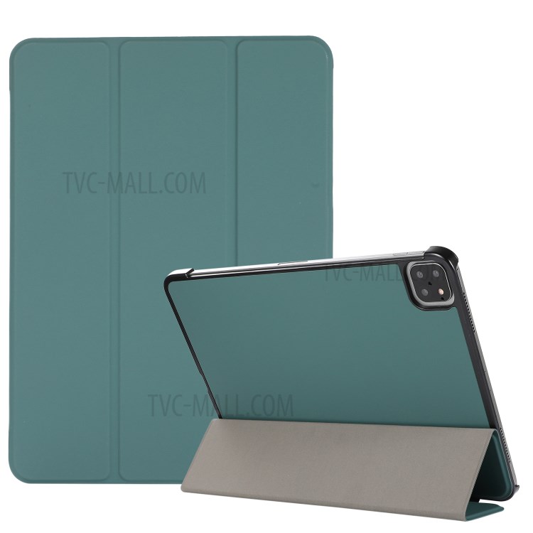 PU Leather Tri-fold Stand Shell for iPad Air (2020) Protector Tablet Case - Dark Green-1