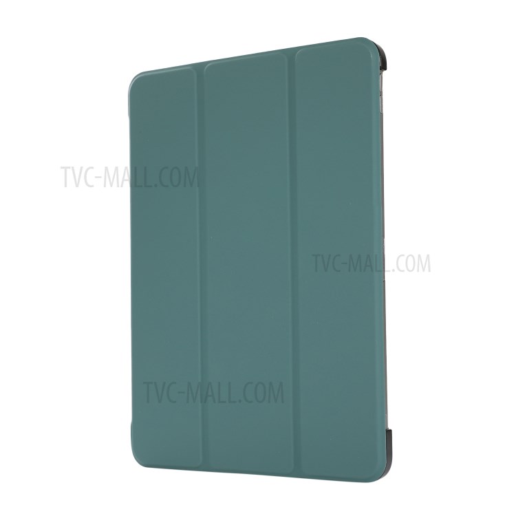 PU Leather Tri-fold Stand Shell for iPad Air (2020) Protector Tablet Case - Dark Green-3