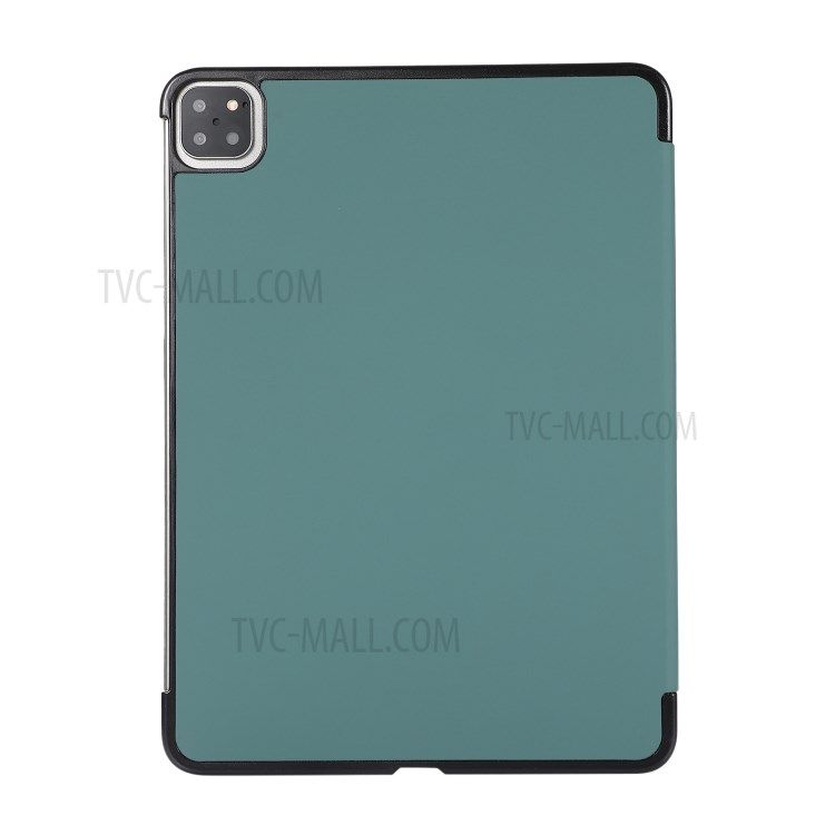 PU Leather Tri-fold Stand Shell for iPad Air (2020) Protector Tablet Case - Dark Green-4
