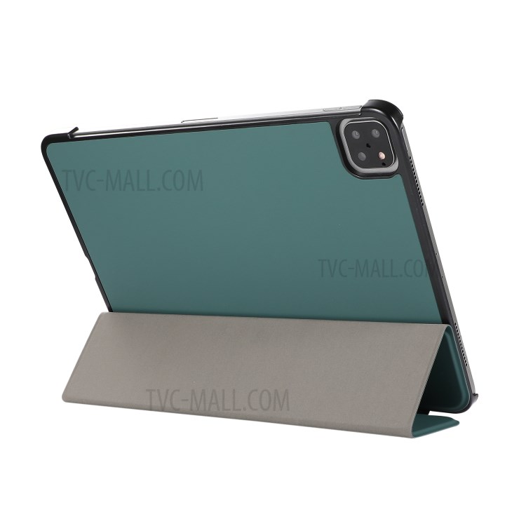 PU Leather Tri-fold Stand Shell for iPad Air (2020) Protector Tablet Case - Dark Green-6