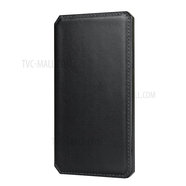 Genuine Leather + TPU Wallet Phone Case Cover with Handy Strap for iPhone 12 Pro Max - Black-2