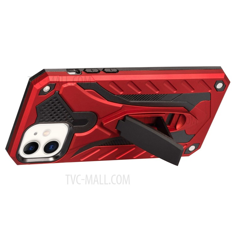Phantom Knight Style PC + TPU Kickstand Case for iPhone 12 mini - Red-4