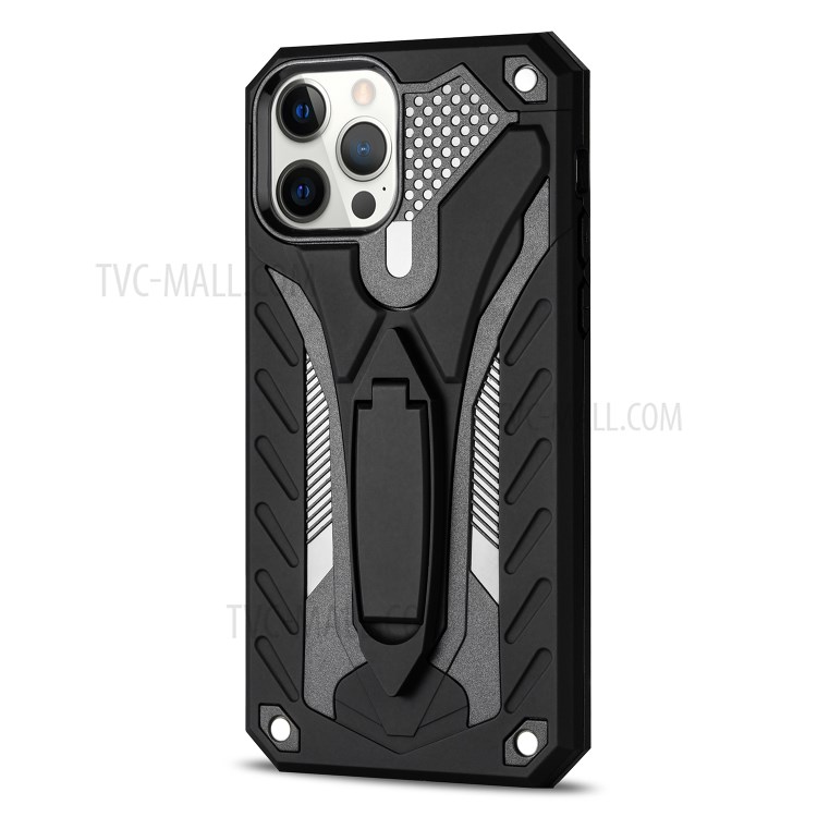 Phantom Knight Style Kickstand PC + TPU Cover for iPhone 12 Pro/12 Case - Black-3