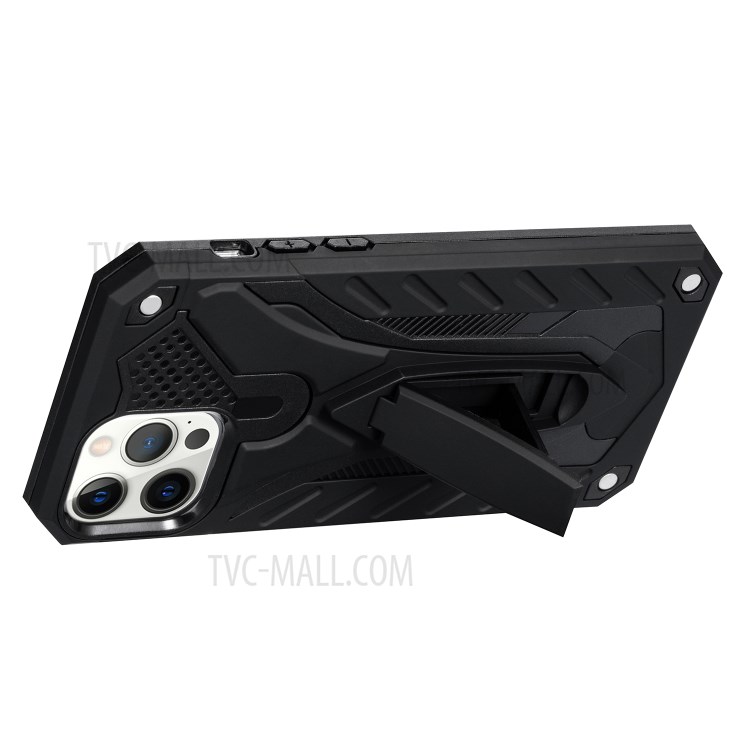 Phantom Knight Style Kickstand PC + TPU Cover for iPhone 12 Pro/12 Case - Black-4