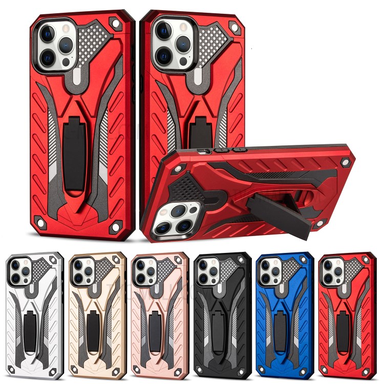 Phantom Knight Style Kickstand PC + TPU Cover for iPhone 12 Pro/12 Case - Black-5