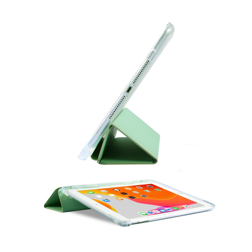 Leather Cover + Transparent TPU Inner Case with Pen Slot for iPad Air (2020)/Pro 11-inch (2018) - Light Green-3