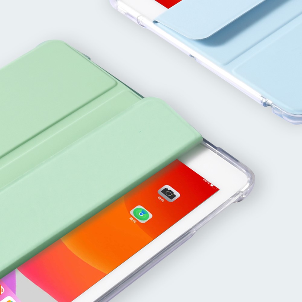 Leather Cover + Transparent TPU Inner Case with Pen Slot for iPad Air (2020)/Pro 11-inch (2018) - Light Green-7