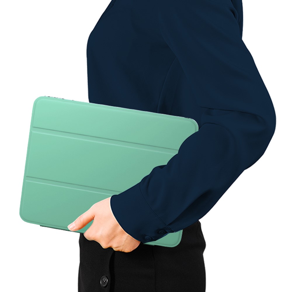 Auto-Sleep-and-Wake Function Leather Cover + Transparent TPU Inner Case with Pen Slot for iPad Pro 12.9-inch (2020) - Light Green-5