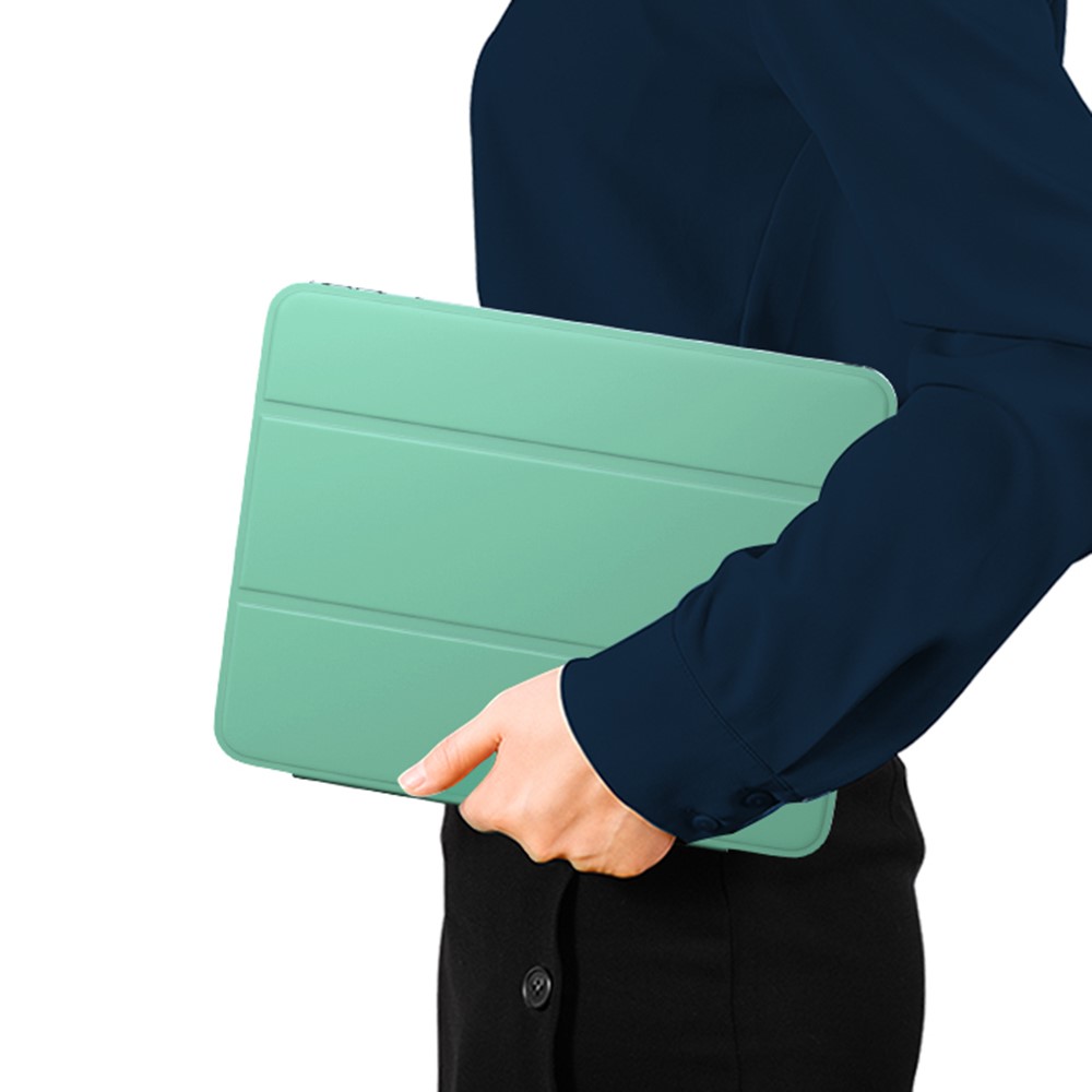 Transparent TPU + PU Leather Cover Case with Pen Slot for iPad 10.2 (2020) - Light Green-6