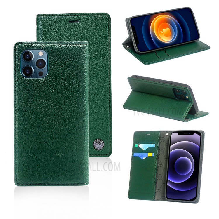 Drop-proof TPU + PU Leather Case with Wallet and Stand for iPhone 12 mini - Green-1
