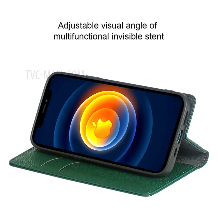 Drop-proof TPU + PU Leather Case with Wallet and Stand for iPhone 12 mini - Green-2