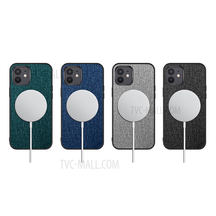 Cloth Texture TPU+PC Magnetic Cover for iPhone 12 mini - Grey-3