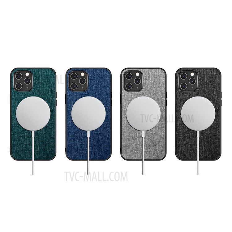 Cloth Texture TPU+PC Magnetic Cover for iPhone 12 Pro/12 Case - Grey-5
