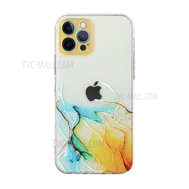 Embossment Marble Pattern Soft TPU Straight Edge Precise Hole Opening Case for iPhone 12 Pro - Style A-1