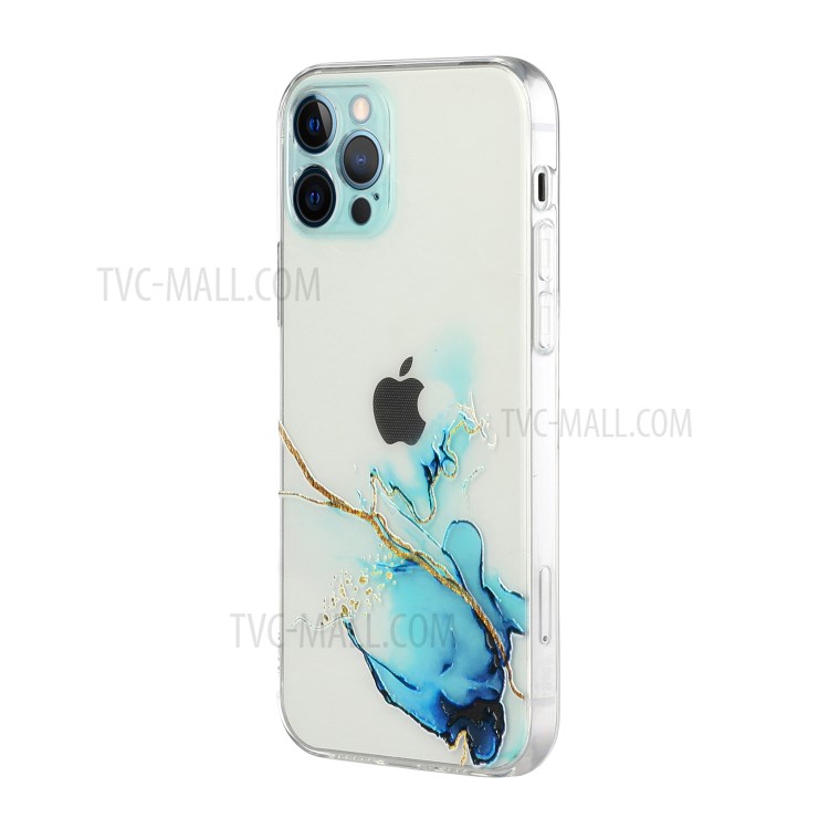 Marble Pattern Soft TPU Straight Edge Precise Hole Opening Case for iPhone 12 Pro Max - Style A-2