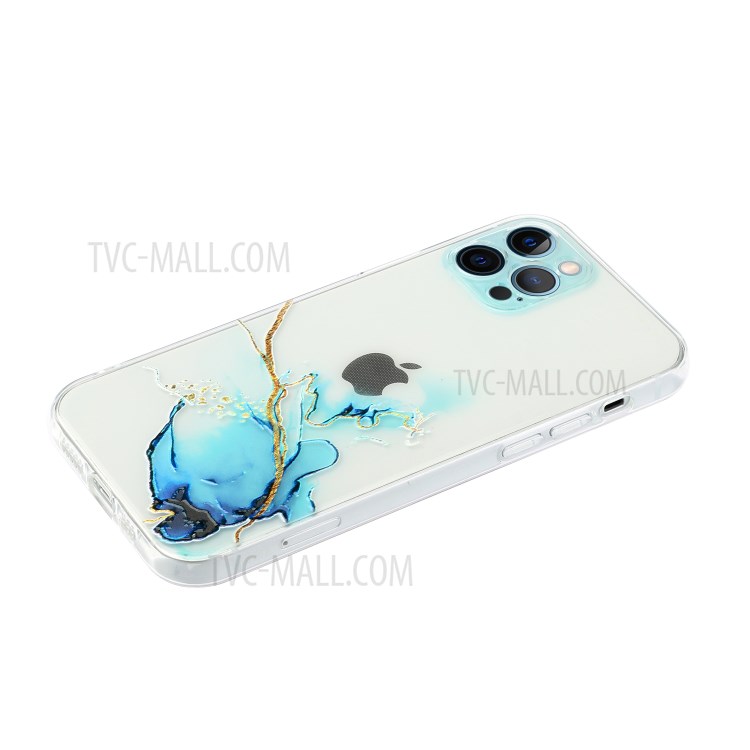 Marble Pattern Soft TPU Straight Edge Precise Hole Opening Case for iPhone 12 Pro Max - Style A-3