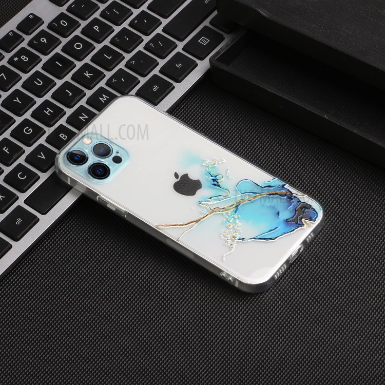 Marble Pattern Soft TPU Straight Edge Precise Hole Opening Case for iPhone 12 Pro Max - Style A-5