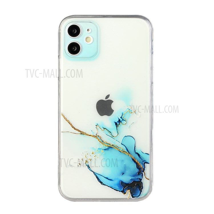Precise Hole Opening Marble Pattern Soft TPU Straight Edge Case for iPhone 12 - Style A-1