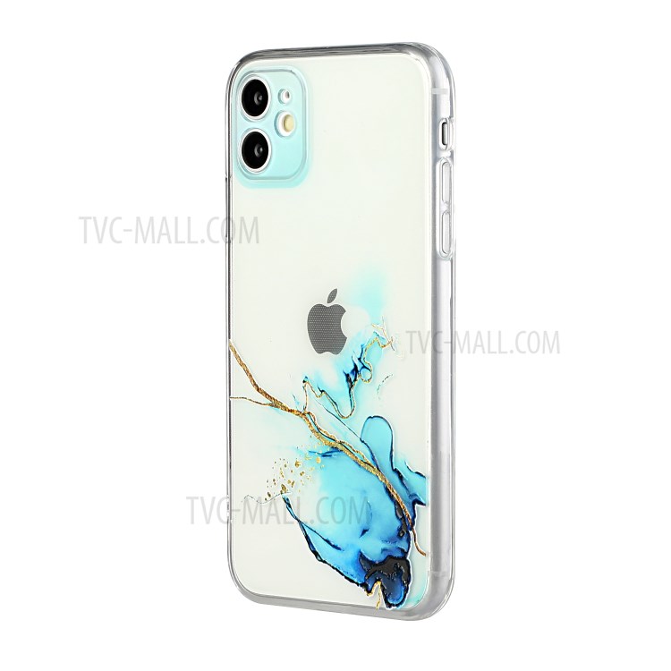 Precise Hole Opening Marble Pattern Soft TPU Straight Edge Case for iPhone 12 - Style A-2