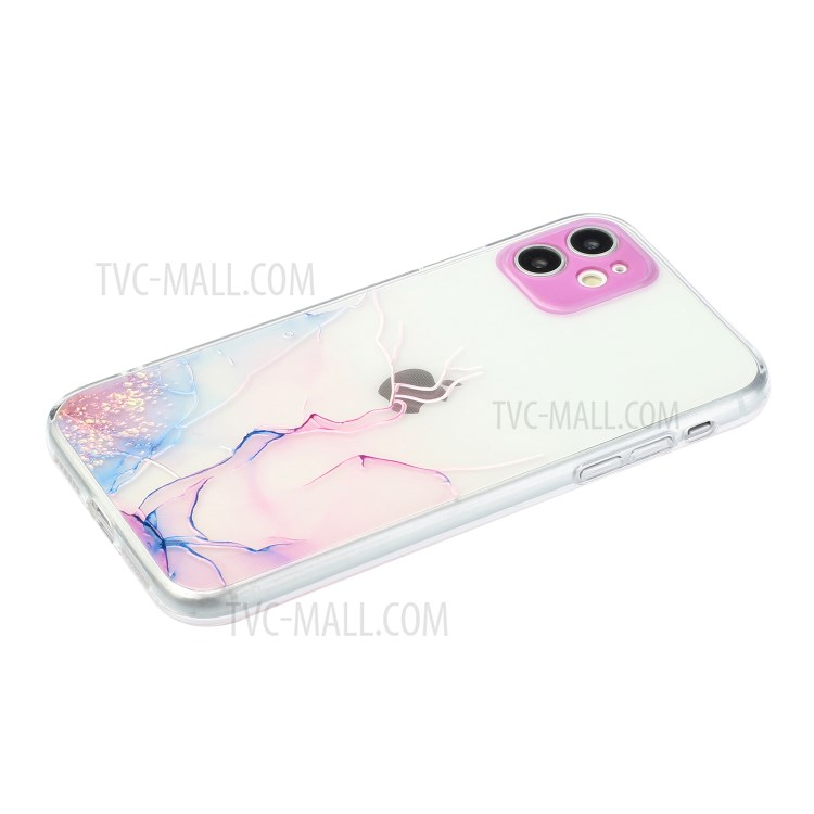 Embossment Marble Pattern Straight Edge Precise Hole Opening Soft TPU Case for iPhone 12 mini - Style A-3