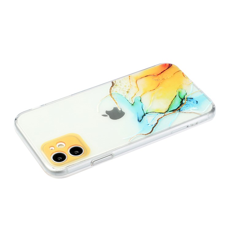 Straight Edge Precise Hole Opening Embossment Marble Pattern Soft TPU Case for iPhone 11 - Style A-4