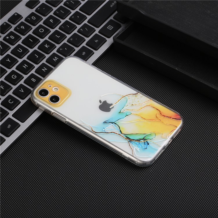 Straight Edge Precise Hole Opening Embossment Marble Pattern Soft TPU Case for iPhone 11 - Style A-5