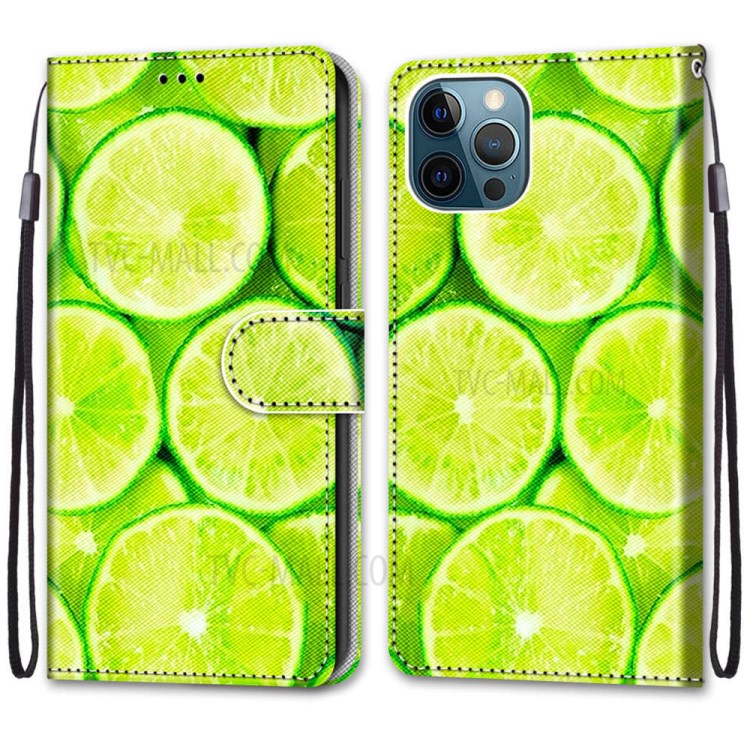 Stand Case For iPhone 12 Pro Max New Patterned Leather Cover - Lime-2