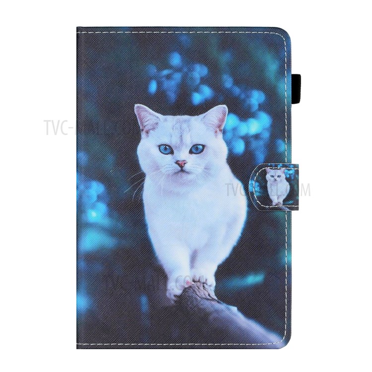 Stand Card Holder Auto Wake and Sleep Pattern Printing Leather Tablet Case for iPad Mini 1/2/3/4/5 - Blue-Eye Cat-2
