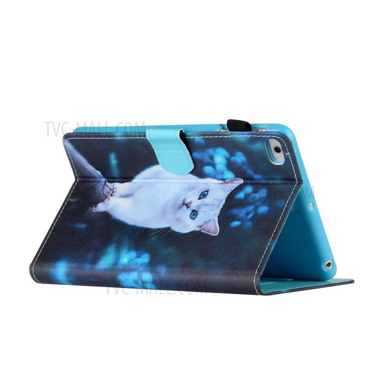 Stand Card Holder Auto Wake and Sleep Pattern Printing Leather Tablet Case for iPad Mini 1/2/3/4/5 - Blue-Eye Cat-4