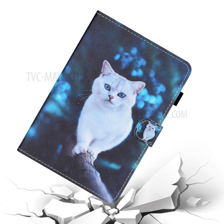 Stand Card Holder Auto Wake and Sleep Pattern Printing Leather Tablet Case for iPad Mini 1/2/3/4/5 - Blue-Eye Cat-6