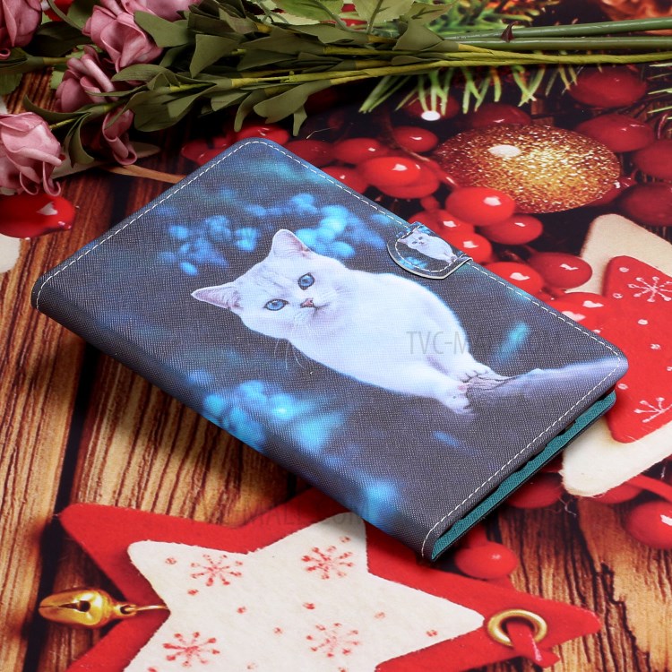Stand Card Holder Auto Wake and Sleep Pattern Printing Leather Tablet Case for iPad Mini 1/2/3/4/5 - Blue-Eye Cat-7