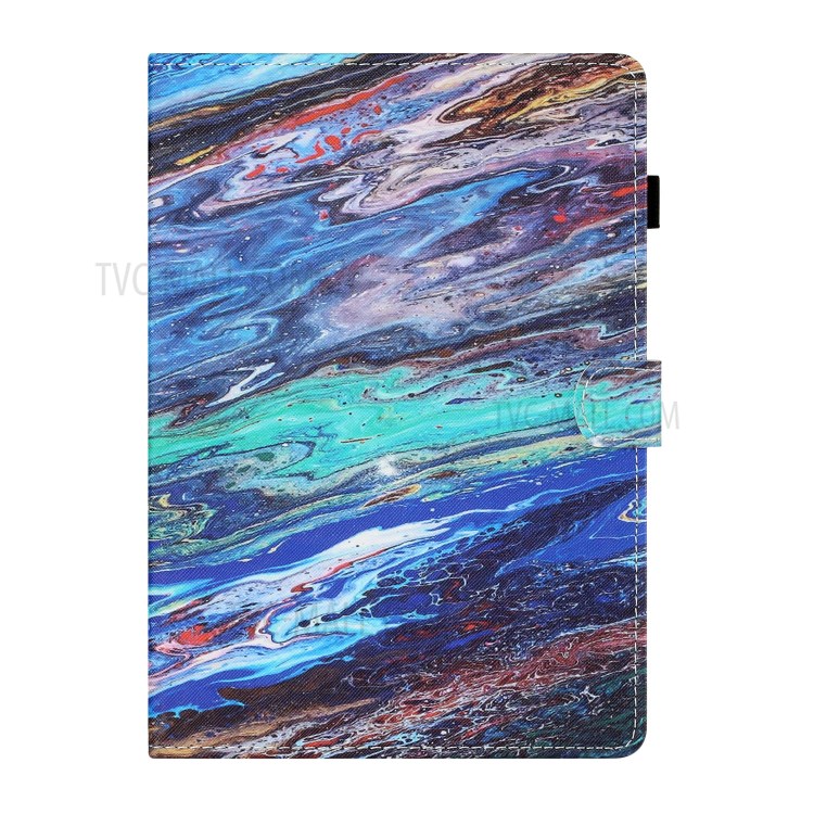 Pattern Printing Stitching Leather Card Holder Auto Wake and Sleep Stand Tablet Case for iPad Air (2013)/Air 2/9.7-inch (2018) - Colorful Marble-2