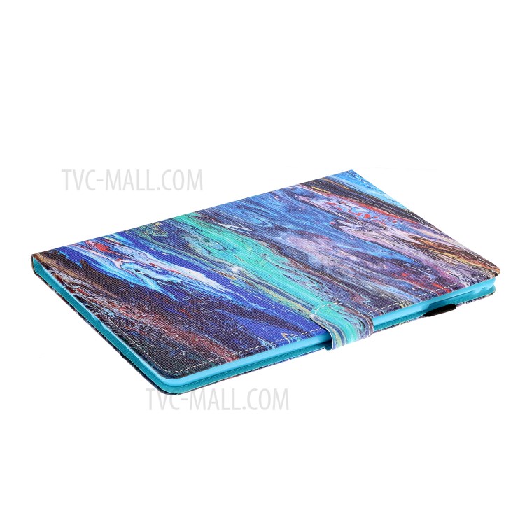 Pattern Printing Stitching Leather Card Holder Auto Wake and Sleep Stand Tablet Case for iPad Air (2013)/Air 2/9.7-inch (2018) - Colorful Marble-4