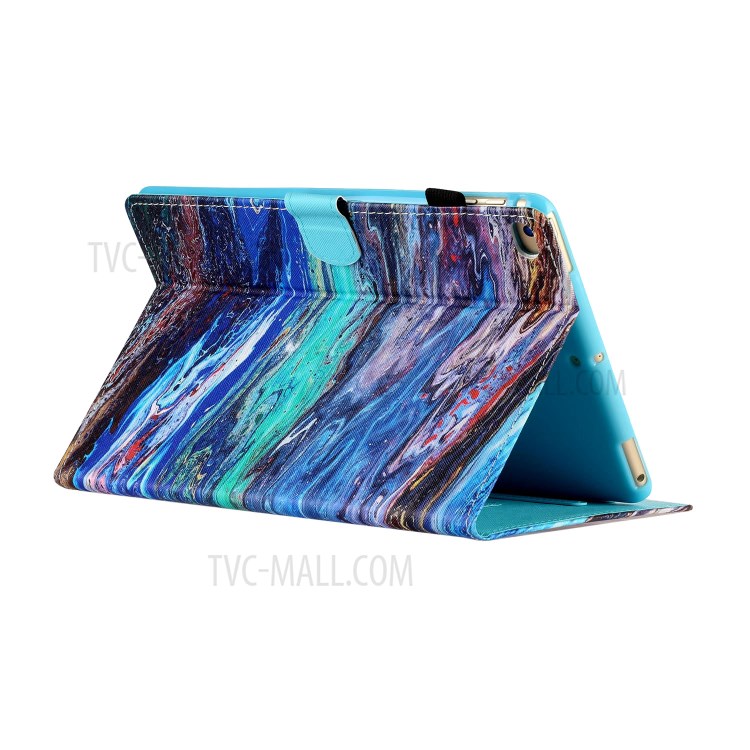 Pattern Printing Stitching Leather Card Holder Auto Wake and Sleep Stand Tablet Case for iPad Air (2013)/Air 2/9.7-inch (2018) - Colorful Marble-5
