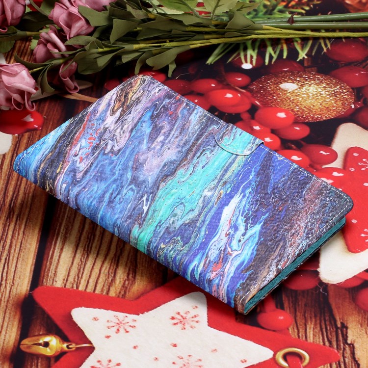 Pattern Printing Stitching Leather Card Holder Auto Wake and Sleep Stand Tablet Case for iPad Air (2013)/Air 2/9.7-inch (2018) - Colorful Marble-7