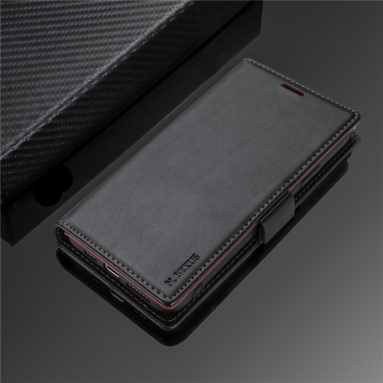 N.BEKUS TPU + PU Leather Wallet Stand Protective Phone Case for iPhone 12/12 Pro - Black-11