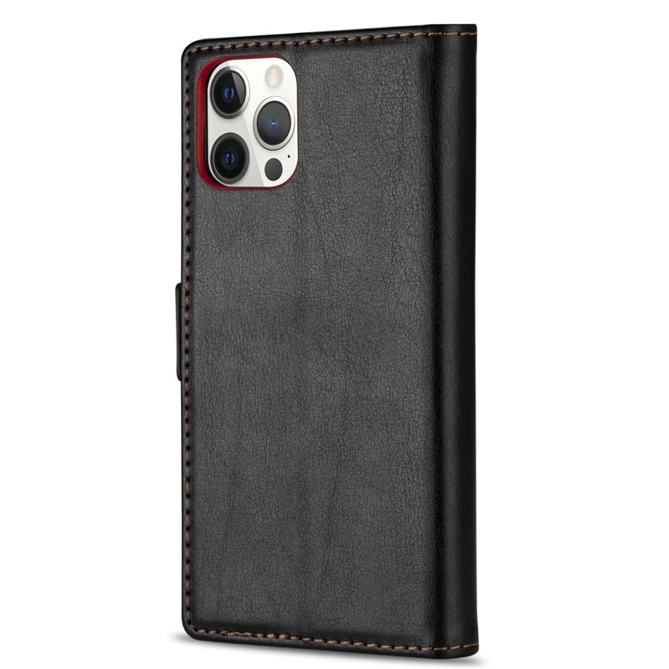 N.BEKUS TPU + PU Leather Wallet Stand Protective Phone Case for iPhone 12/12 Pro - Black-2