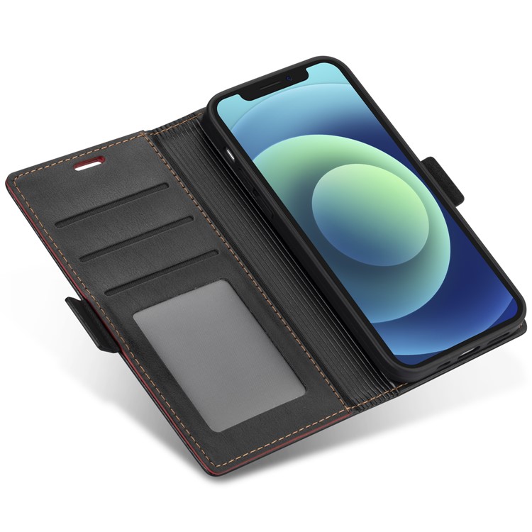 N.BEKUS TPU + PU Leather Wallet Stand Protective Phone Case for iPhone 12/12 Pro - Black-7