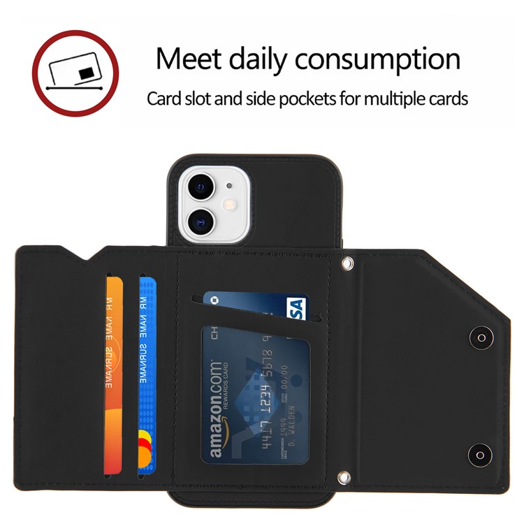 Shock-resistant Stand Card Holder TPU + PU Leather Phone Shell for iPhone 11 6.1 inch - Black-4